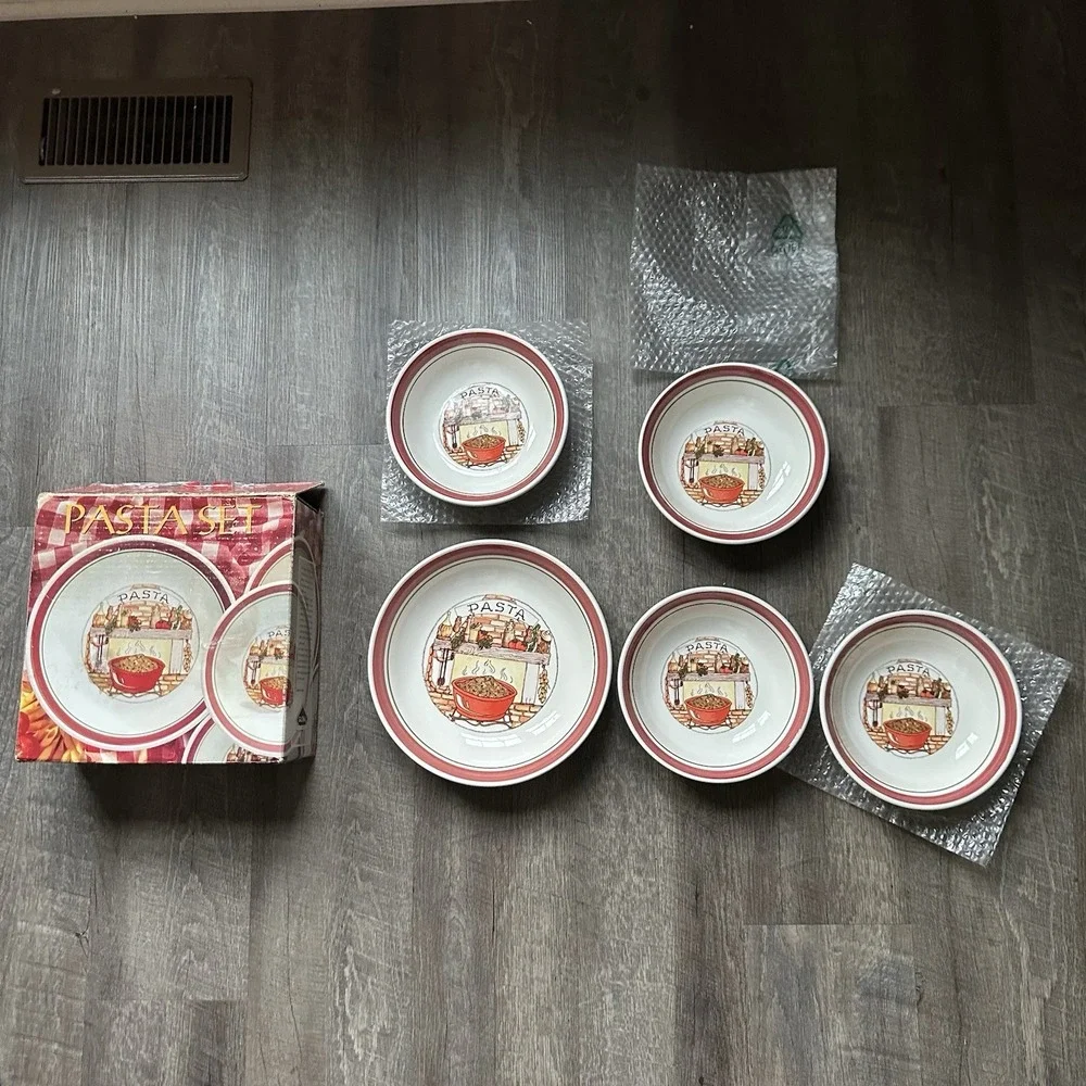 NEW VINTAGE Himark TRE CI Pasta Set Buona San Remo Italia 1 Serving Bowl 4 Other